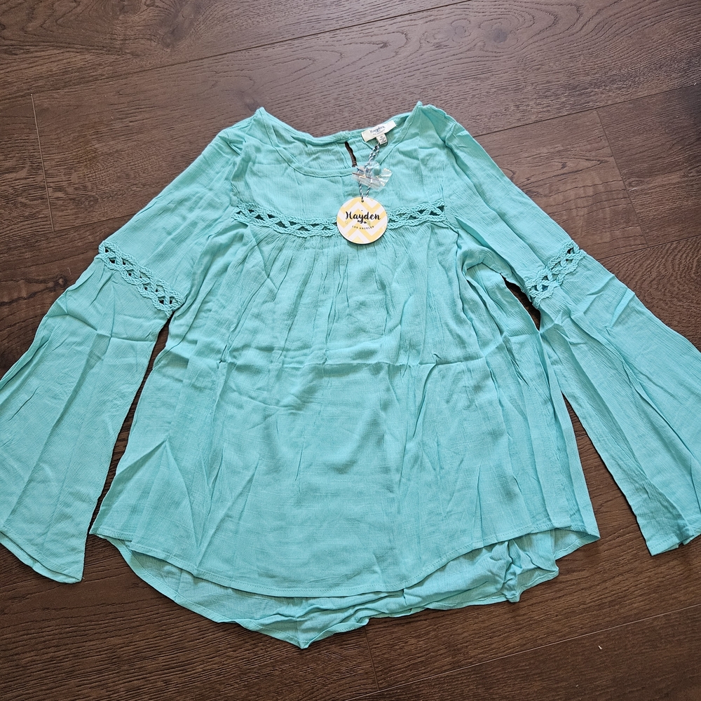 Nwt Boutique Hayden Women's Teal  Boho Top